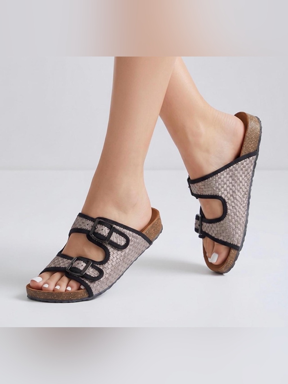 BERNIE MEV Sunset Footbed Comfort Sandals Nude Metallic Women Size EU 38 US 7